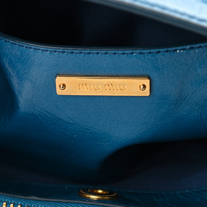 Miu Miu Vitello Shine Top Handle Satchel Oceano 6 of 12