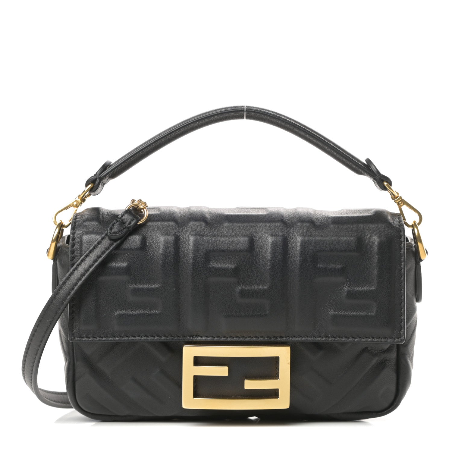 Fendi Nappa FF 1974 Embossed Mini Baguette Black 1 of 12