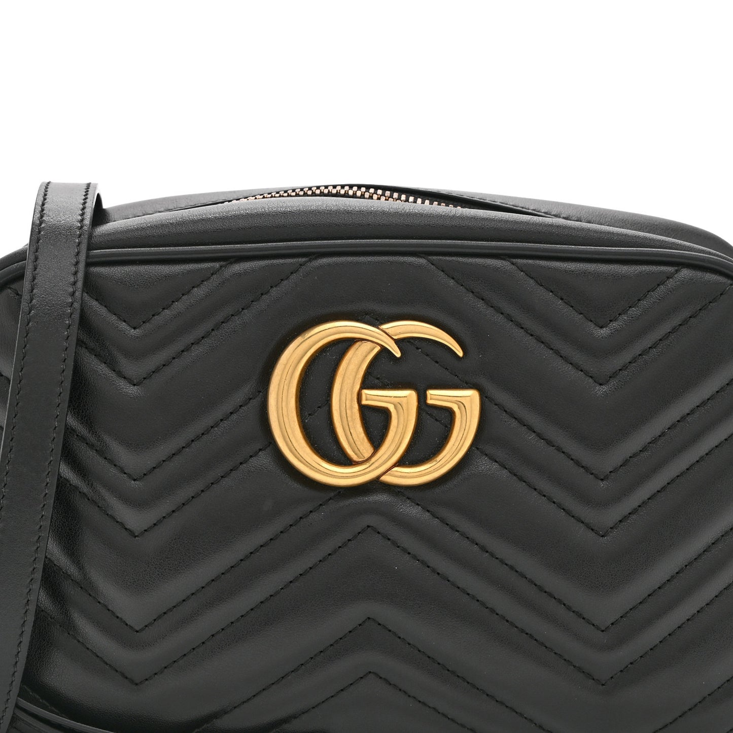 Calfskin Matelasse Small GG Marmont Chain Shoulder Bag Black