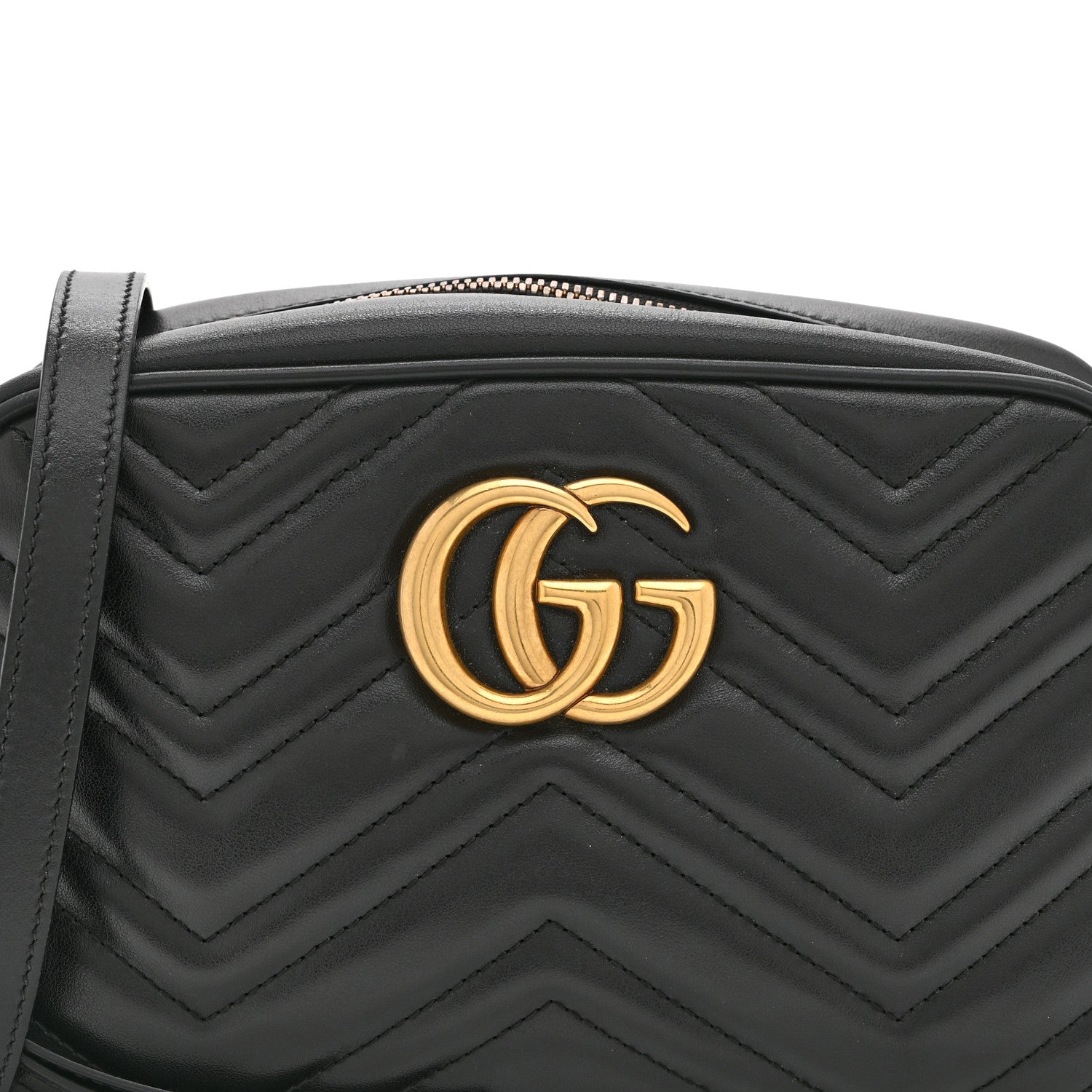 Gucci Calfskin Matelasse Small GG Marmont Chain Shoulder Bag Black 9 of 12