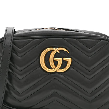 Gucci Calfskin Matelasse Small GG Marmont Chain Shoulder Bag Black 9 of 12