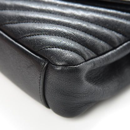 Saint Laurent Sheepskin Matelasse Chevron Monogram Medium College Bag Black 12 of 16