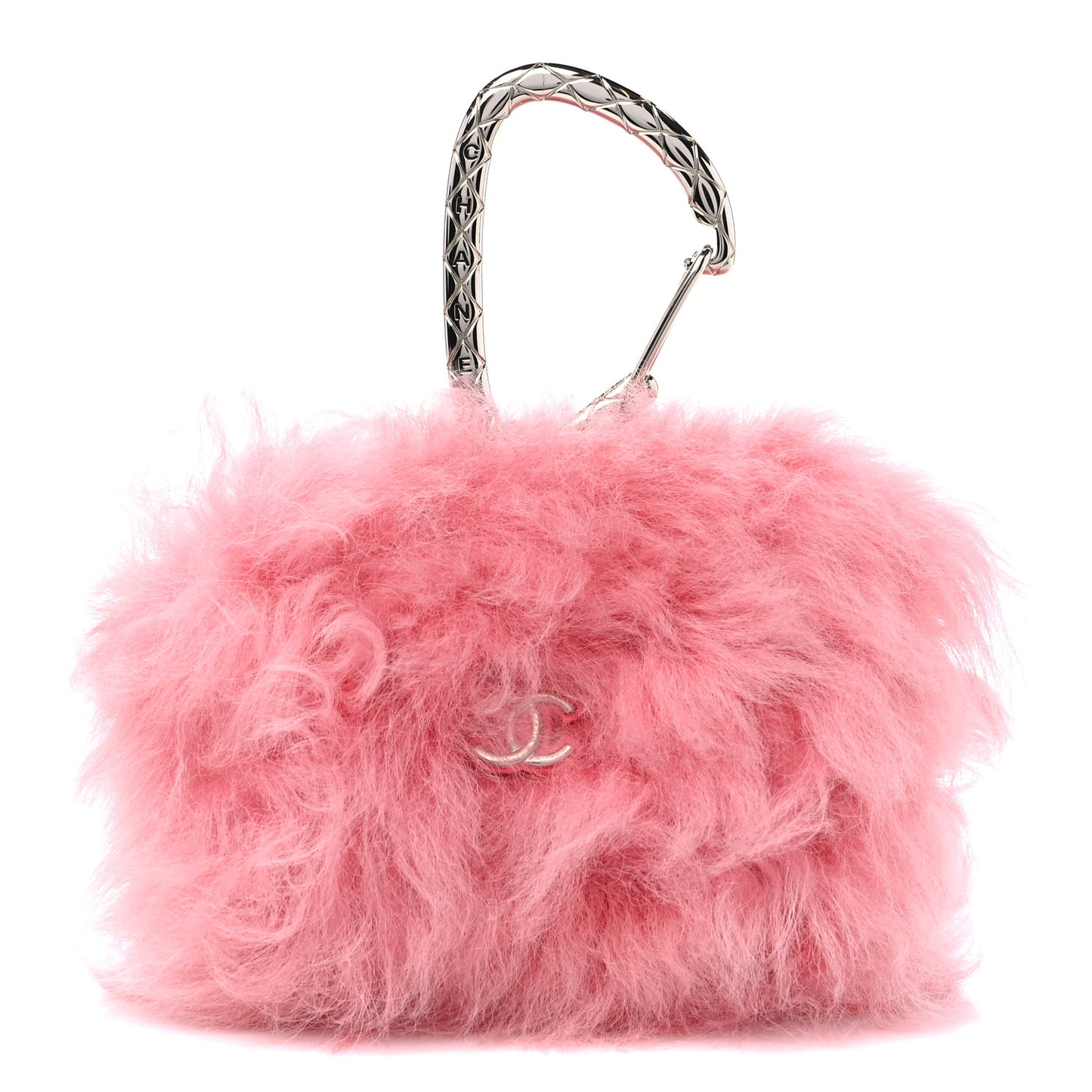 Shearling Lambskin CC Hook Card Holder Pink
