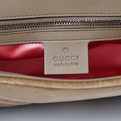 Gucci Velvet Matelasse Small GG Marmont Shoulder Bag Taupe 6 of 7