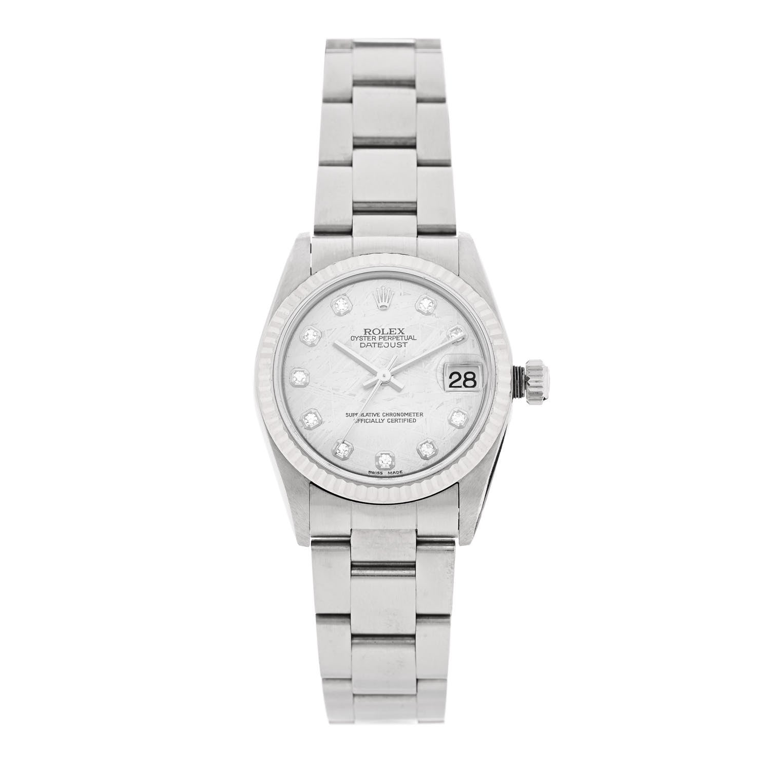 Rolex Stainless Steel 18K White Gold Diamond Meteorite 31mm Oyster Perpetual Datejust Watch 78274 1 of 5