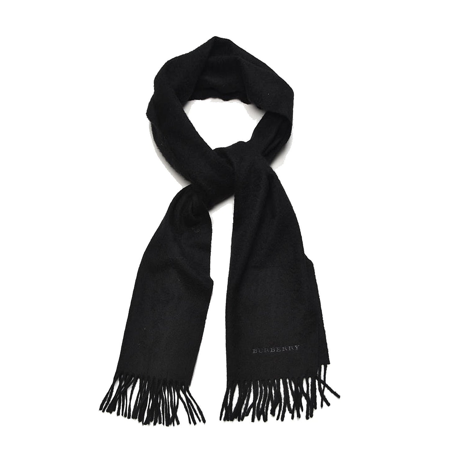 Cashmere Embroidered Fringe Scarf Black