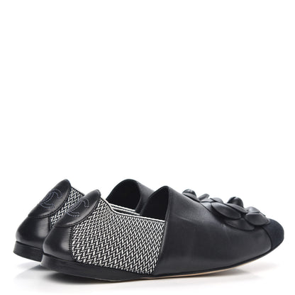 Chanel Calfskin Grosgrain Camellia Mocassin Loafers 38 Black 4 of 8
