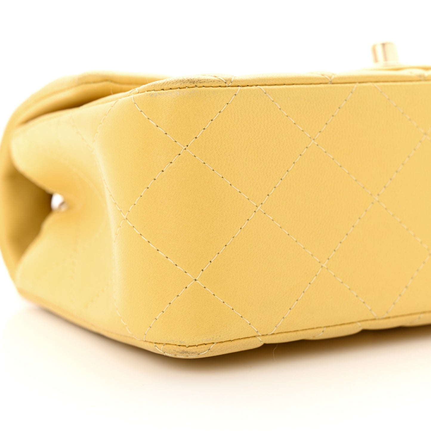 Lambskin Quilted Mini Rectangular Flap Yellow