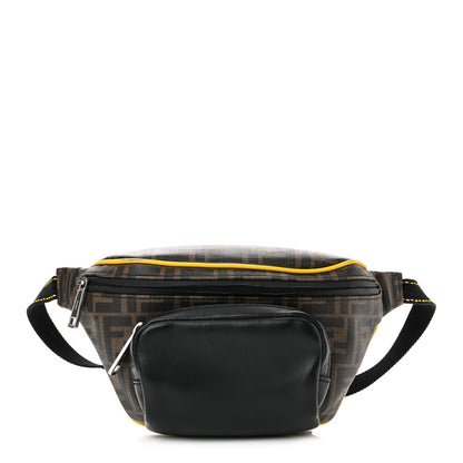 Fendi Glazed Fabric Vitello Century FF 1974 Pocket Belt Bag Mogano Panna Black Sunflower 1 of 10