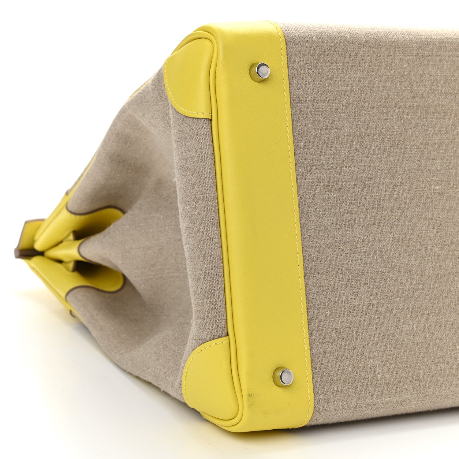 Hermes Toile De Camp Evercolor HAC Birkin 40 Ficelle Lime 9 of 11