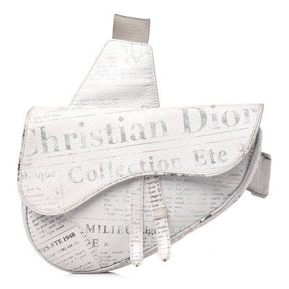 Christian Dior X DANIEL ARSHAM Grained Calfskin Newspaper Print Saddle Bag White 1 of 19