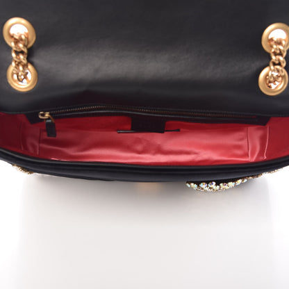 Gucci Velvet Matelasse Crystal Medium GG Marmont Shoulder Bag Black 5 of 9