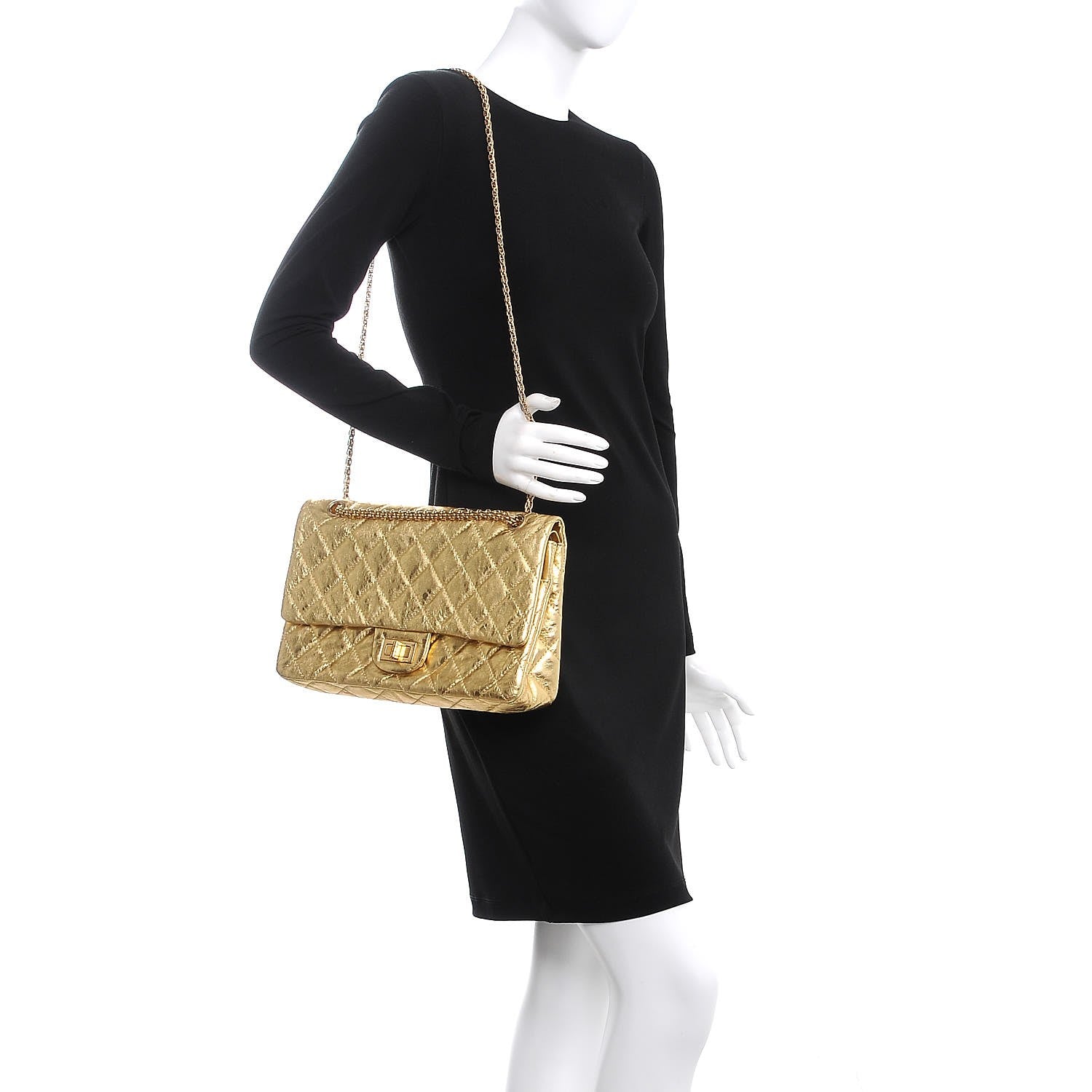Chanel Metallic Aged Calfskin Quilted 2.55 Reissue 227 Flap Gold 2 of 9