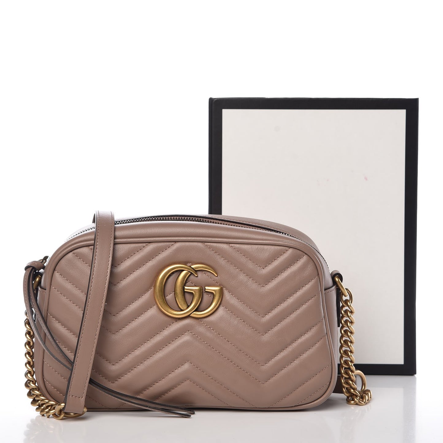 Calfskin Matelasse Small GG Marmont Chain Shoulder Bag Porcelain Rose