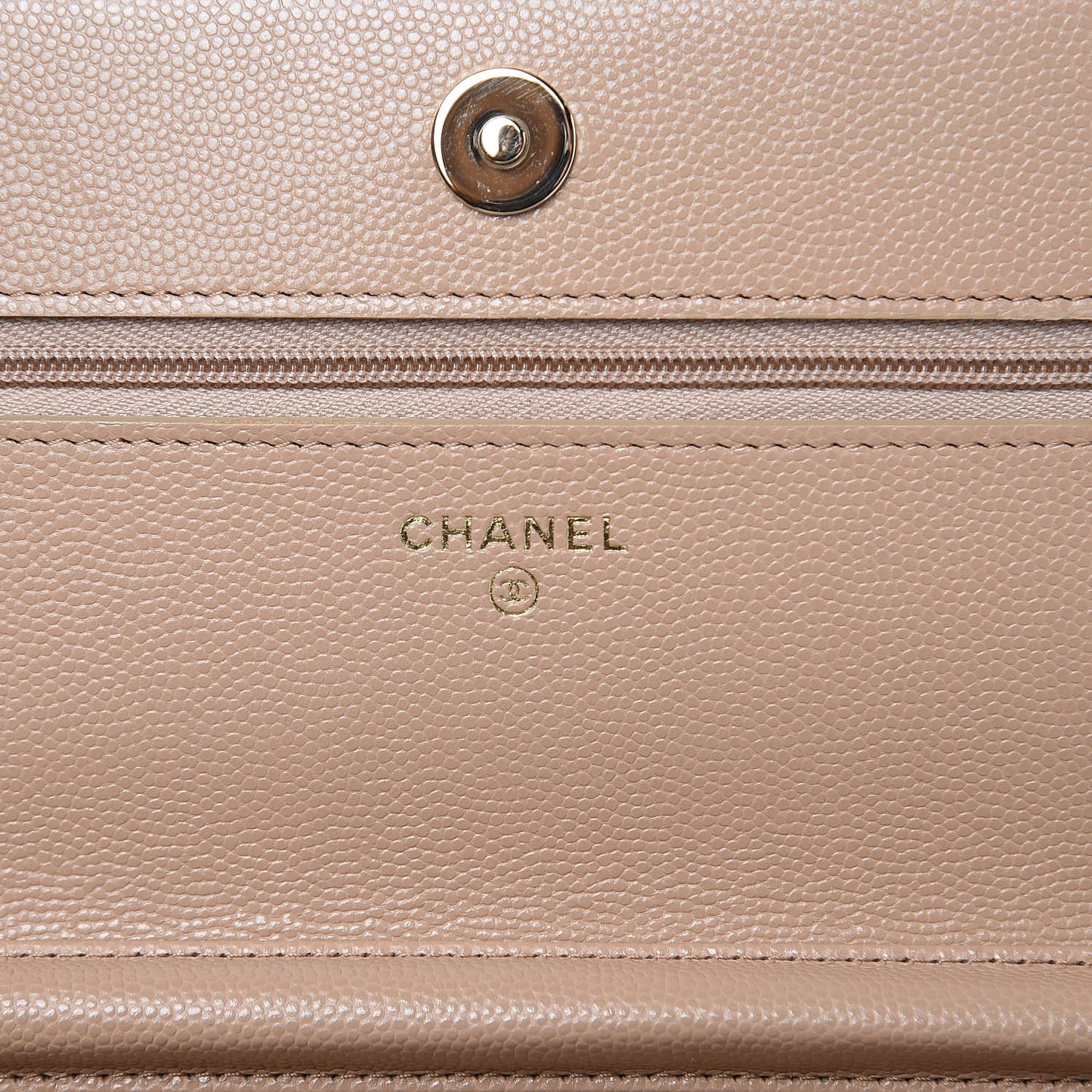 Caviar Quilted Wallet On Chain WOC Beige