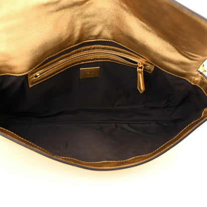 Fendi Vitello Catalan Mirror FF 1974 Embossed Large Baguette Gold 5 of 12