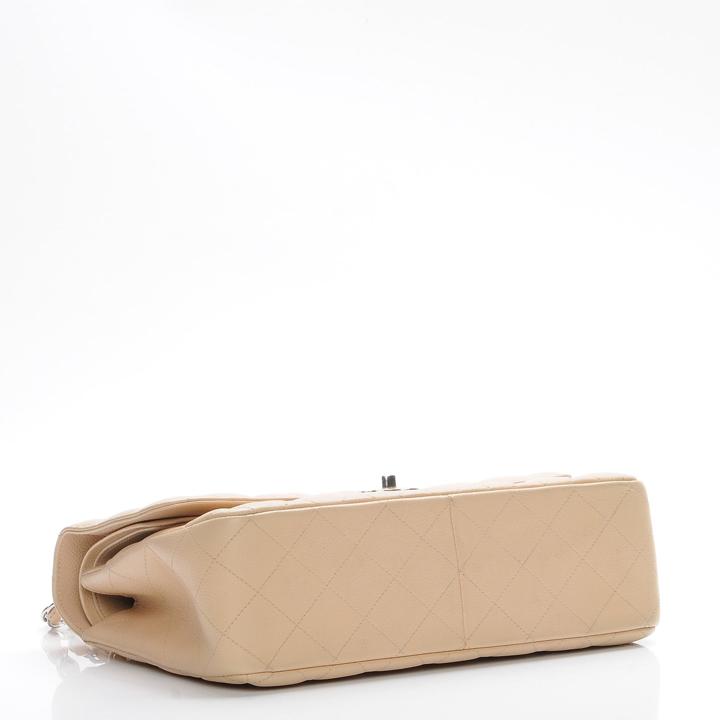 Caviar Quilted Jumbo Double Flap Beige Clair