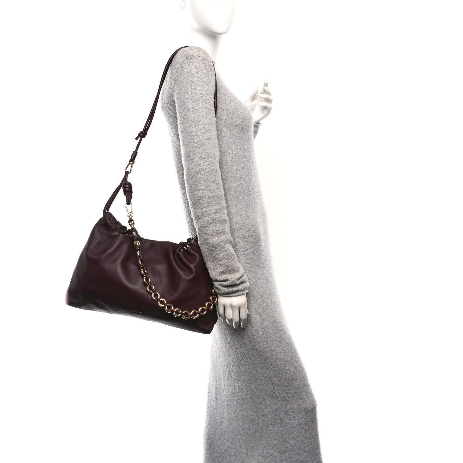 Loewe Mellow Nappa Donut Chain Large Flamenco Knot Clutch Dark Burgundy 2 of 11