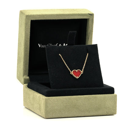 Van Cleef & Arpels 18K Rose Gold Carnelian Sweet Alhambra Heart Bracelet 6 of 6