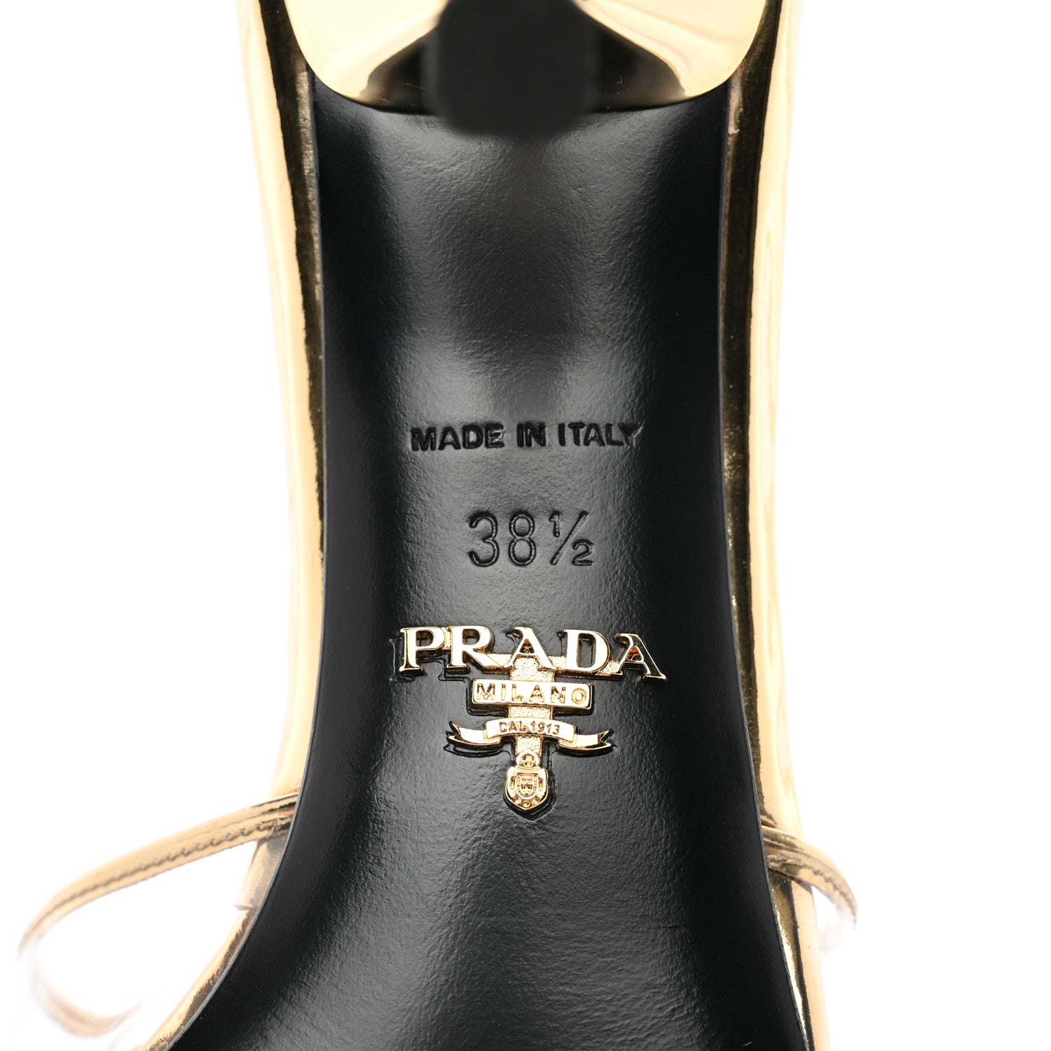 Prada Plexiglass Metallic Calfskin Metal Triangle Logo 65mm Slide Sandals 38.5 Platino 6 of 10