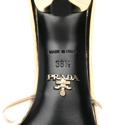 Prada Plexiglass Metallic Calfskin Metal Triangle Logo 65mm Slide Sandals 38.5 Platino 6 of 10