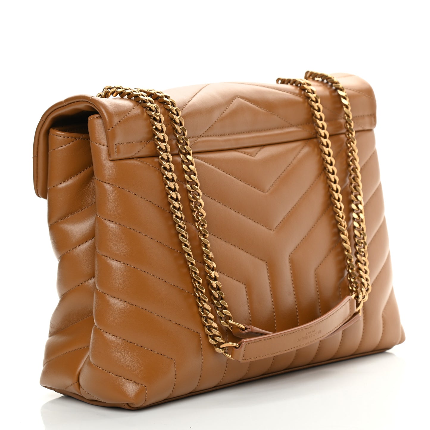 Calfskin Y Quilted Monogram Medium Loulou Chain Satchel Dark Natural