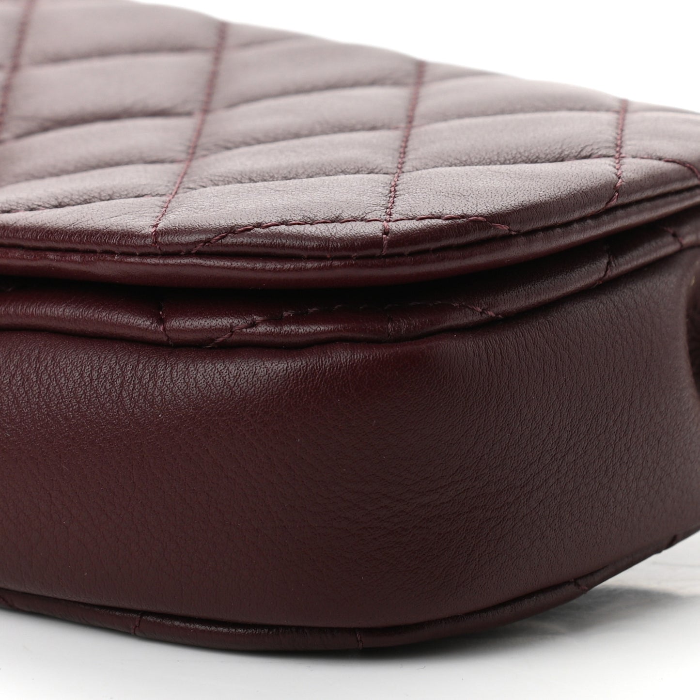 Calfskin Quilted Coco Mail Clutch With Chain Burgundy