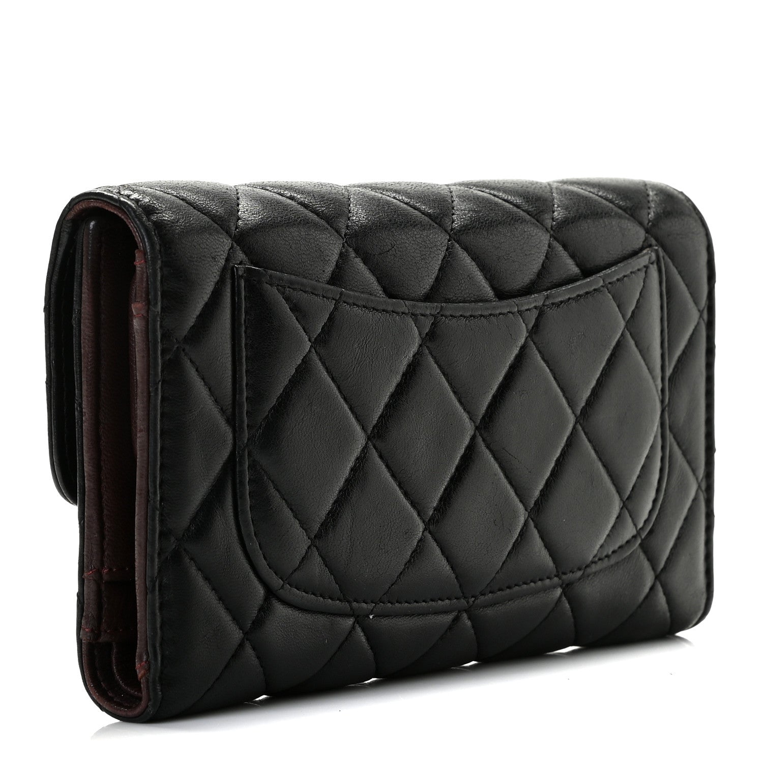 Chanel Lambskin Quilted Large Gusset Flap Wallet Black 2 of 9