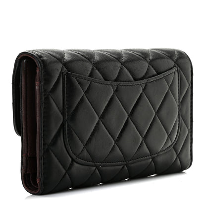 Chanel Lambskin Quilted Large Gusset Flap Wallet Black 2 of 9
