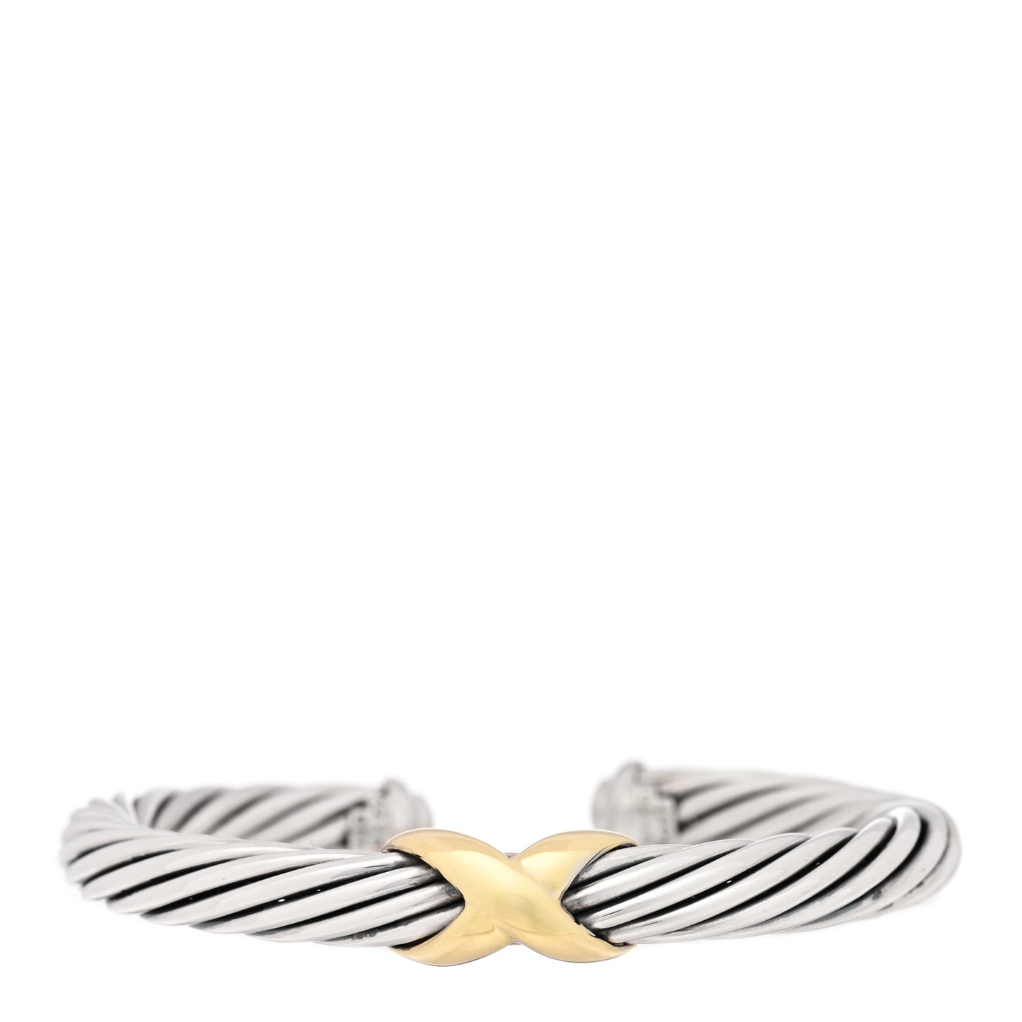 Sterling Silver 14K Yellow Gold 7mm X Station Cable Bracelet