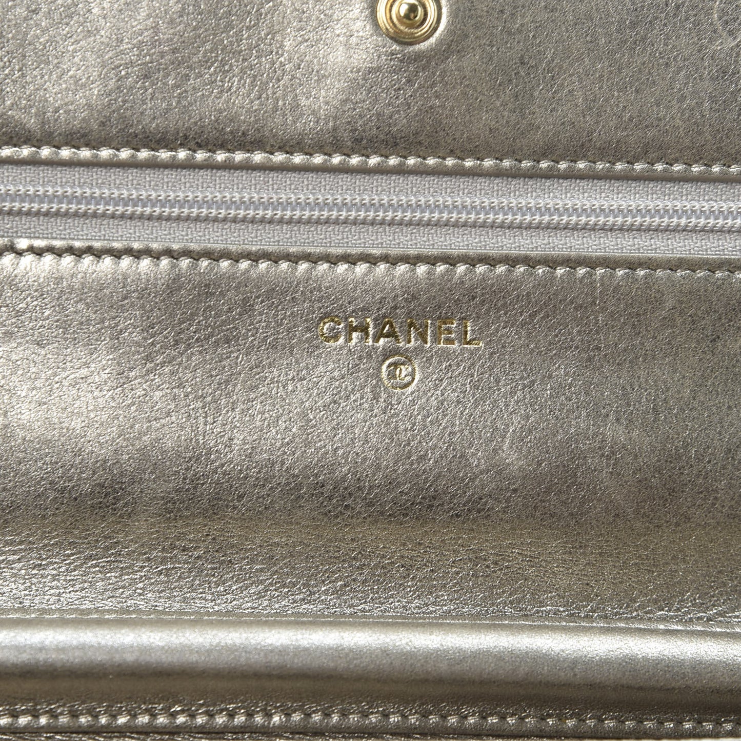 Metallic Lambskin Quilted Boy Wallet On Chain WOC Gold