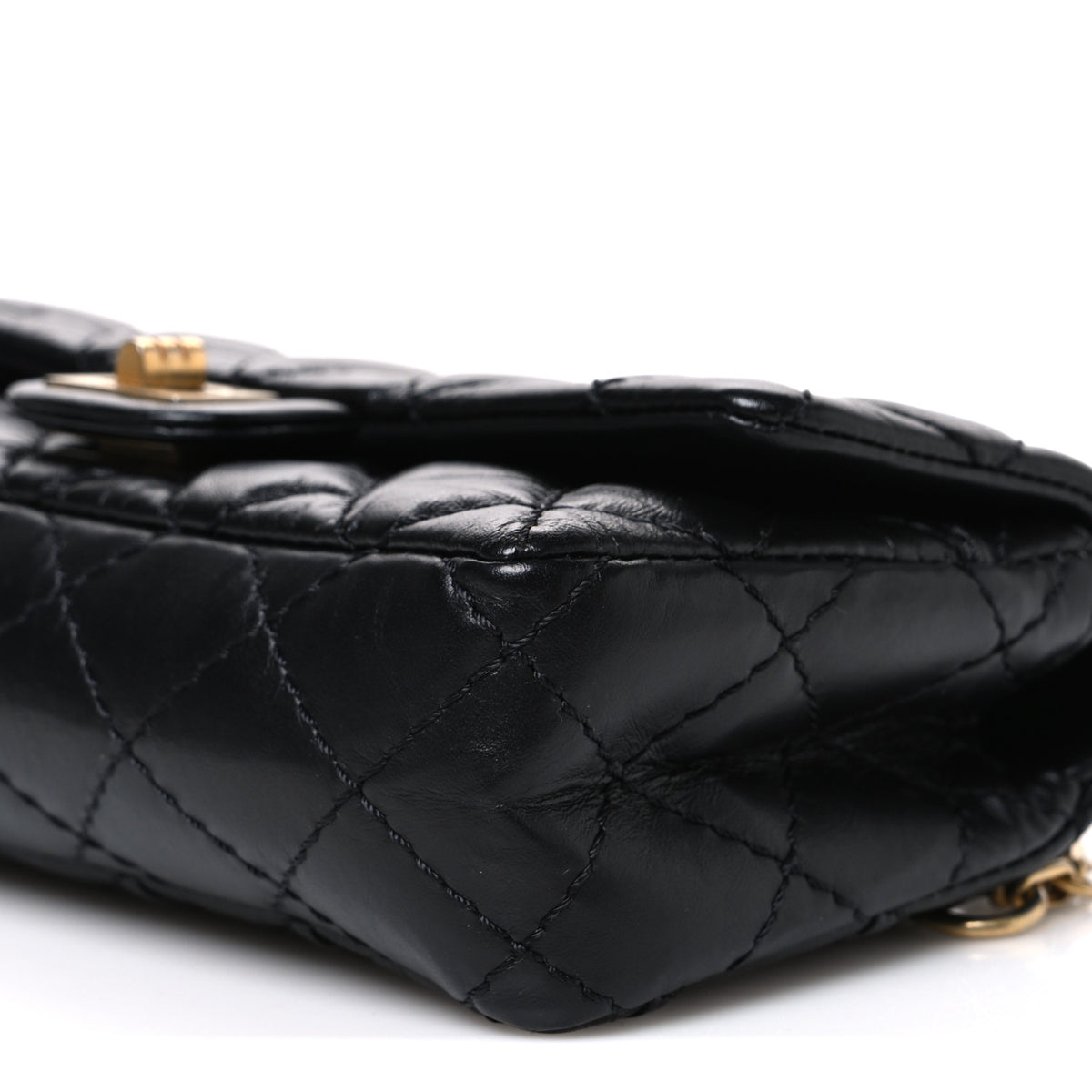 Aged Calfskin Quilted 2.55 Reissue Flap Belt Bag Clutch Black