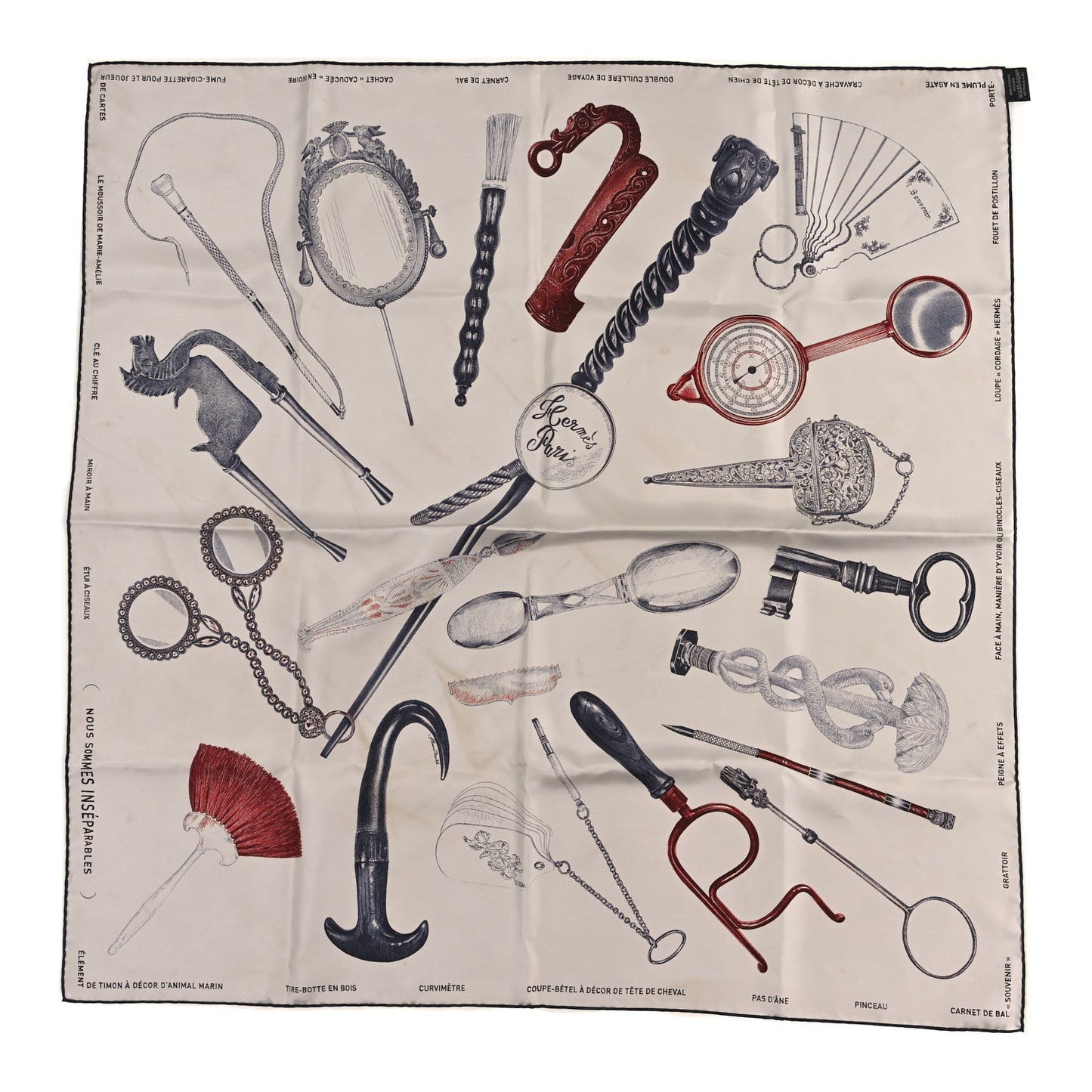 Silk Nous Sommes Inseparables Scarf 90 Argent Rouge H Anthracite