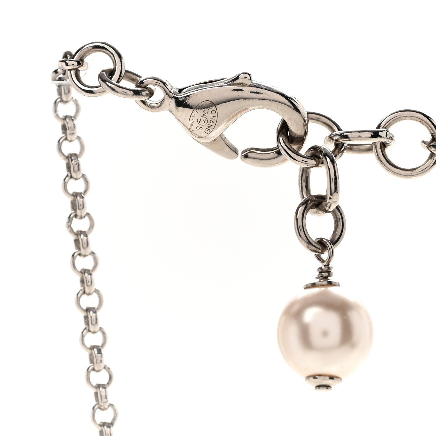 Chanel Pearl Crystal CC Choker Necklace Silver 1849526 – FASHIONPHILE