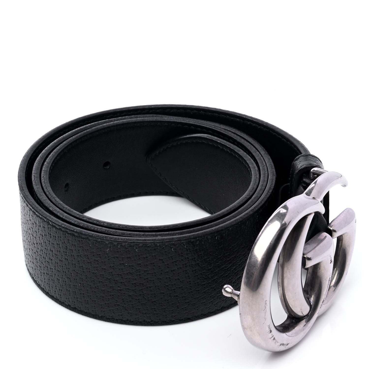 Gucci Textured Dollar Calfskin Nickel Double G 40mm Belt 85 34 Black 3 of 6