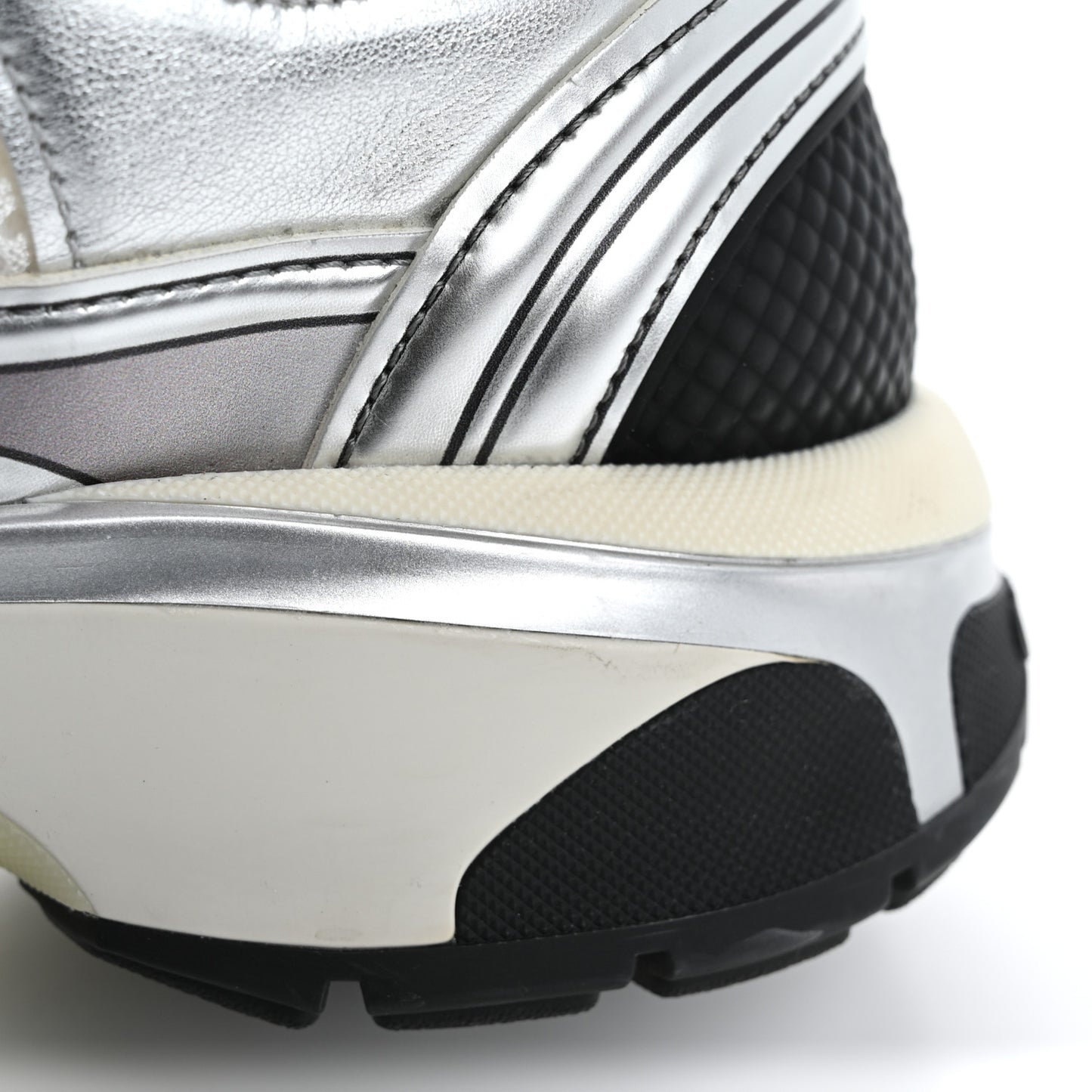 Fabric Laminated Calfskin Stretch CC Sneakers 37 White Silver