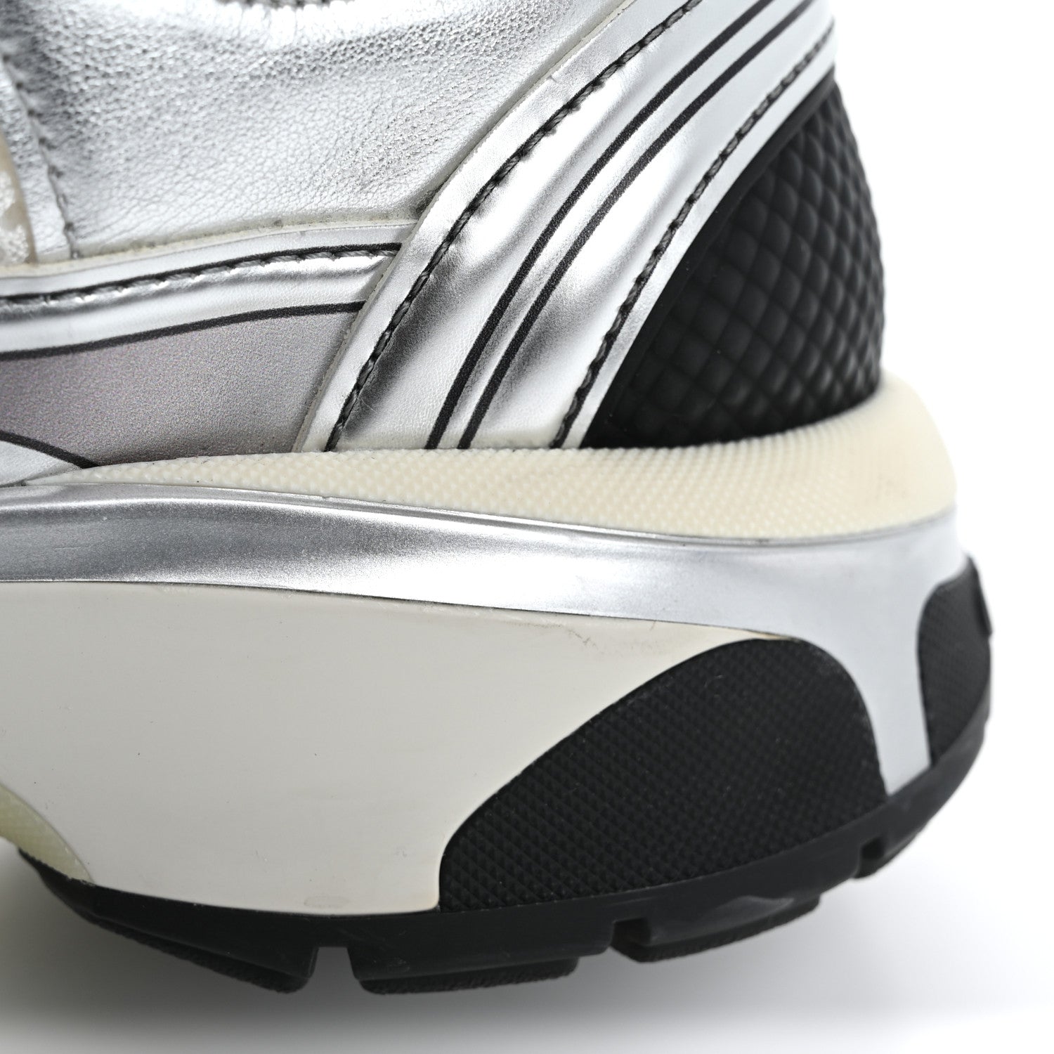 Chanel Fabric Laminated Calfskin Stretch CC Sneakers 37 White Silver 16 of 17