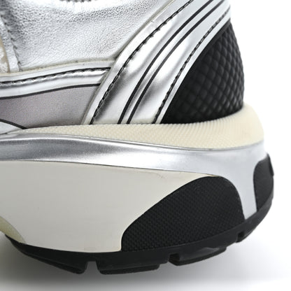 Chanel Fabric Laminated Calfskin Stretch CC Sneakers 37 White Silver 16 of 17