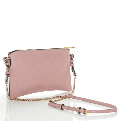 Burberry Signature Grain Calfskin Check Embossed Peyton Crossbody Clutch Bag Pale Orchid 3 of 7