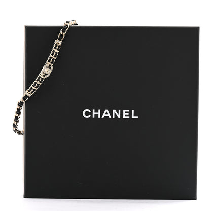 Chanel Metal Lambskin Crystal CC Choker Necklace Black Gold 6 of 6