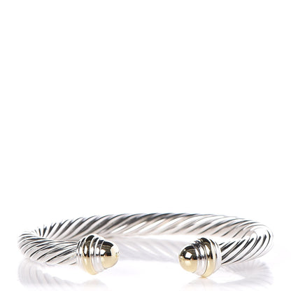 David Yurman Sterling Silver 14K Yellow Gold 7mm Cable Classics Bracelet 1 of 4
