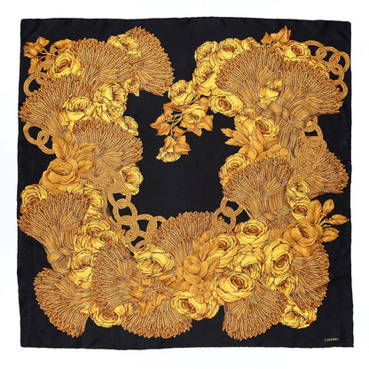 Chanel Silk Floral Chain Scarf Black 1 of 5