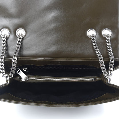 Saint Laurent Calfskin Y Quilted Monogram Medium Loulou Chain Satchel Kaki Fonce 5 of 11
