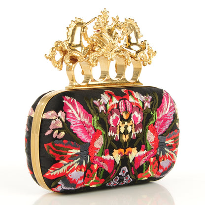 Alexander McQueen Embroidered Unicorn Knuckle Duster Box Clutch Multicolor 3 of 8
