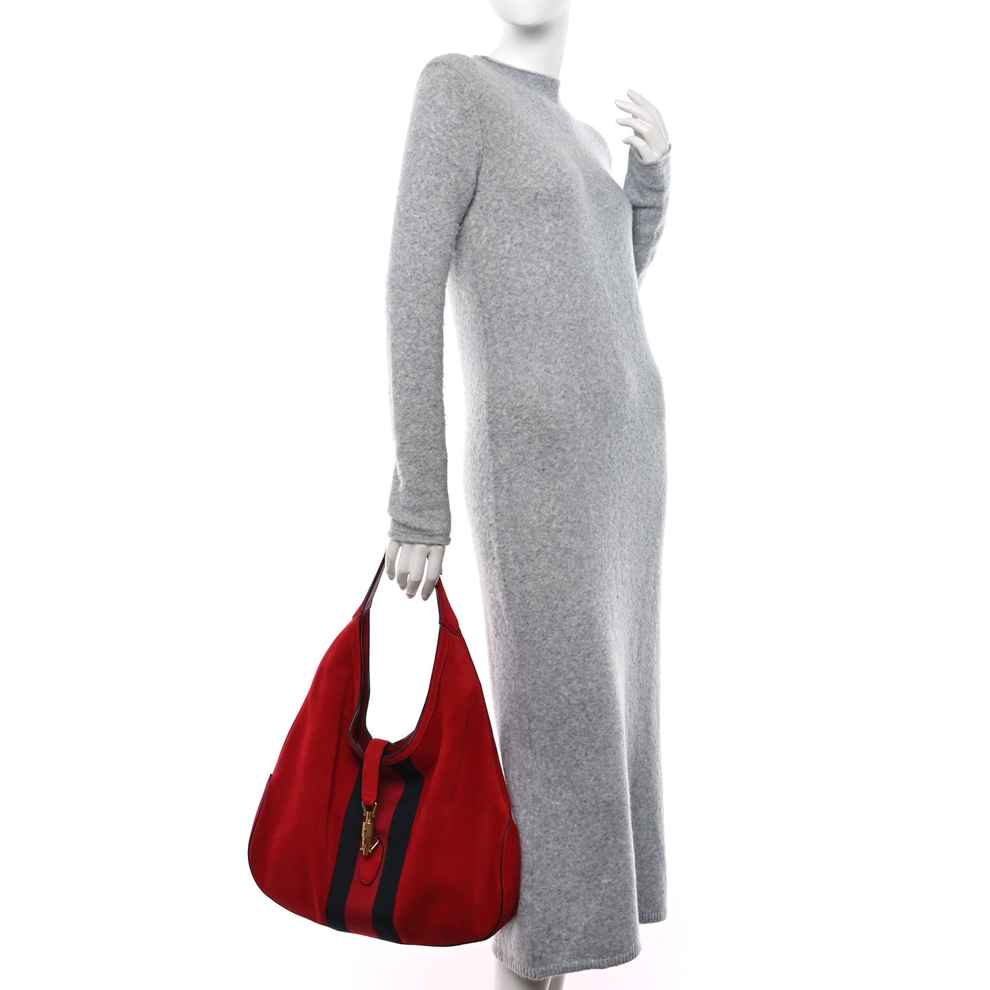 Soft Suede Web Large Jackie Hobo Red