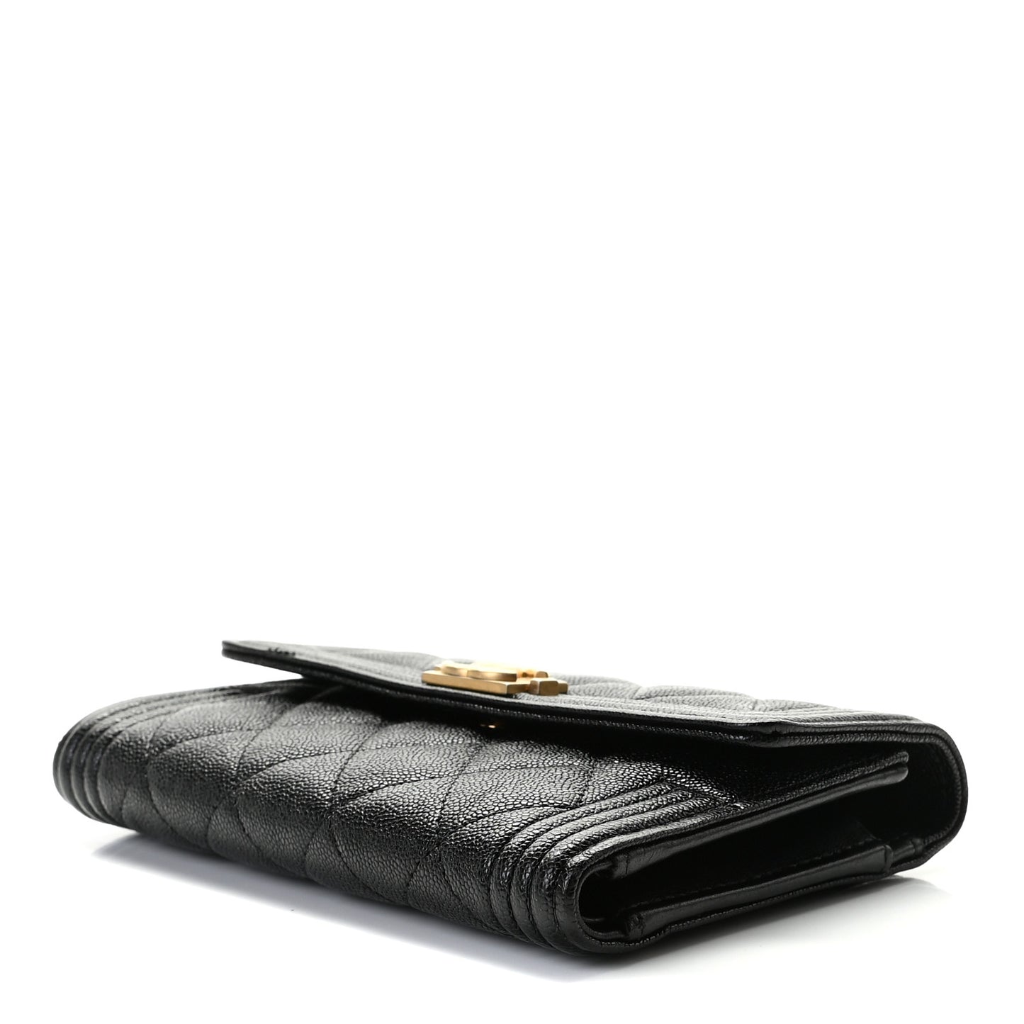 Caviar Quilted Medium Boy Flap Wallet Black