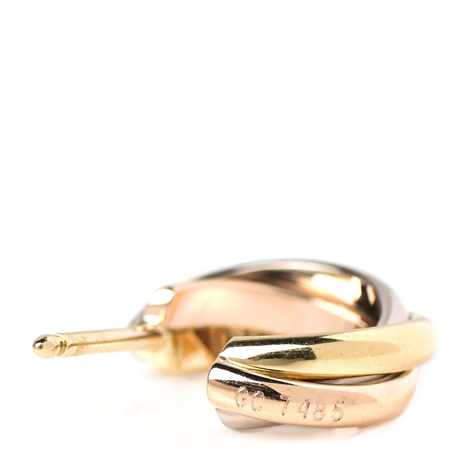 Cartier 18K Pink Yellow White Gold Small Trinity Hoop Earrings 5 of 5