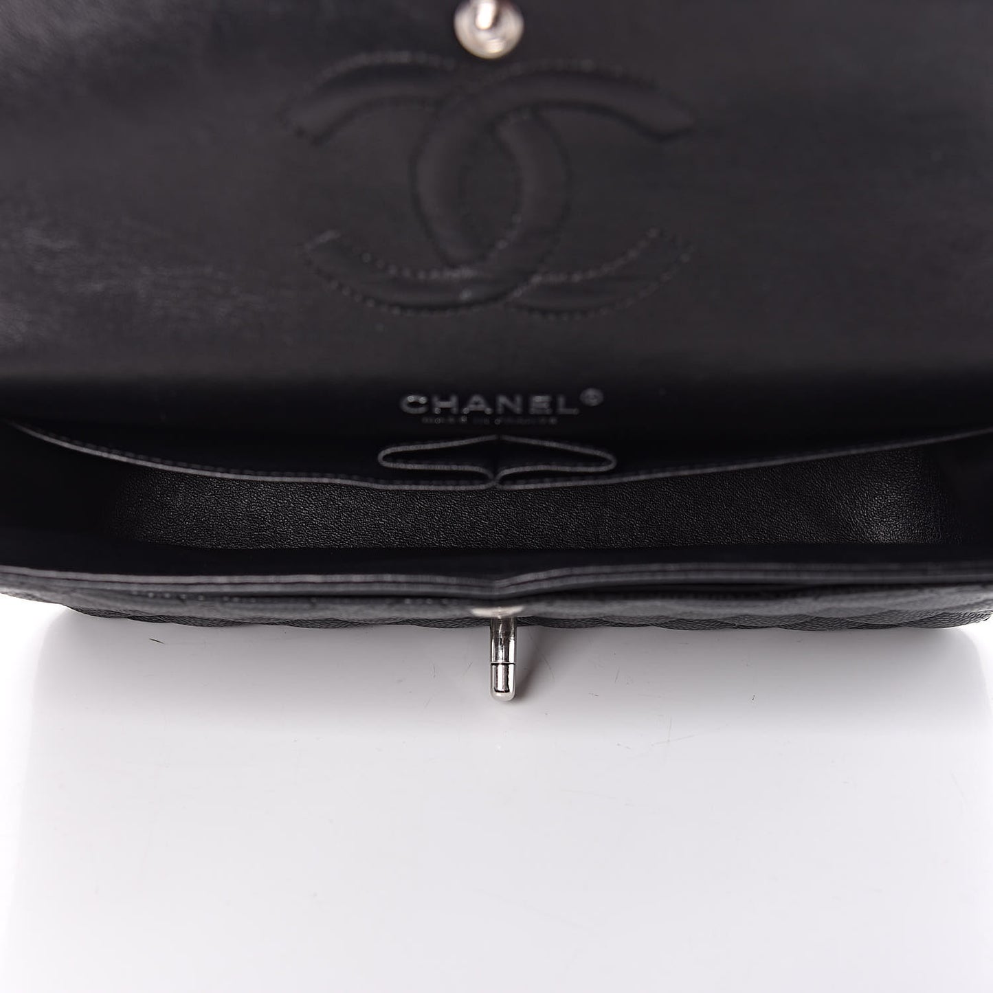 Caviar Quilted Medium Double Flap Black