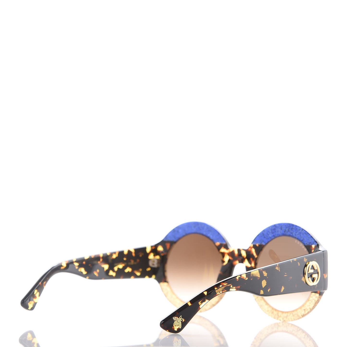 Acetate Round GG0084S Sunglasses Glitter Blue Multi