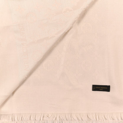 Louis Vuitton Silk Wool Monogram Shine Shawl White 3 of 3